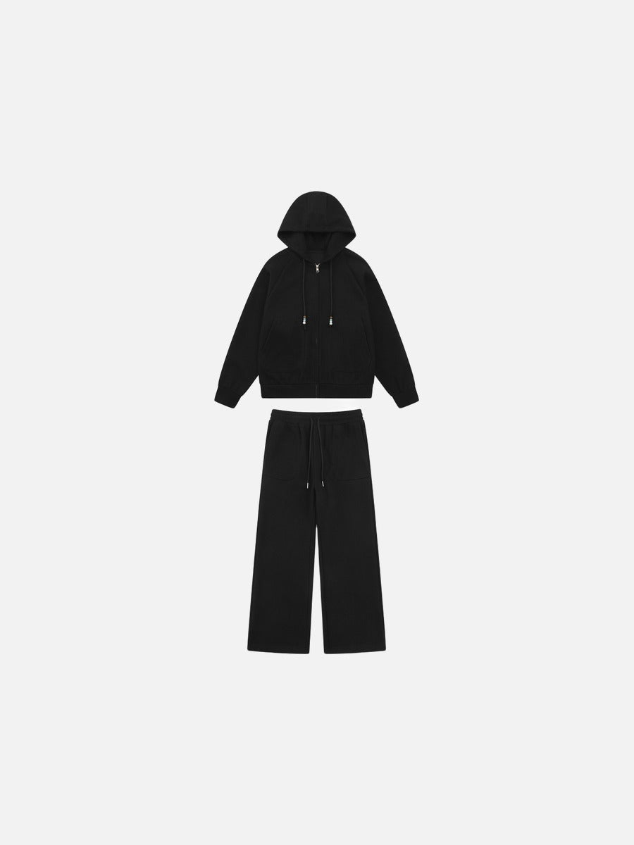 Marled Fleece Hooded Tracksuit Set