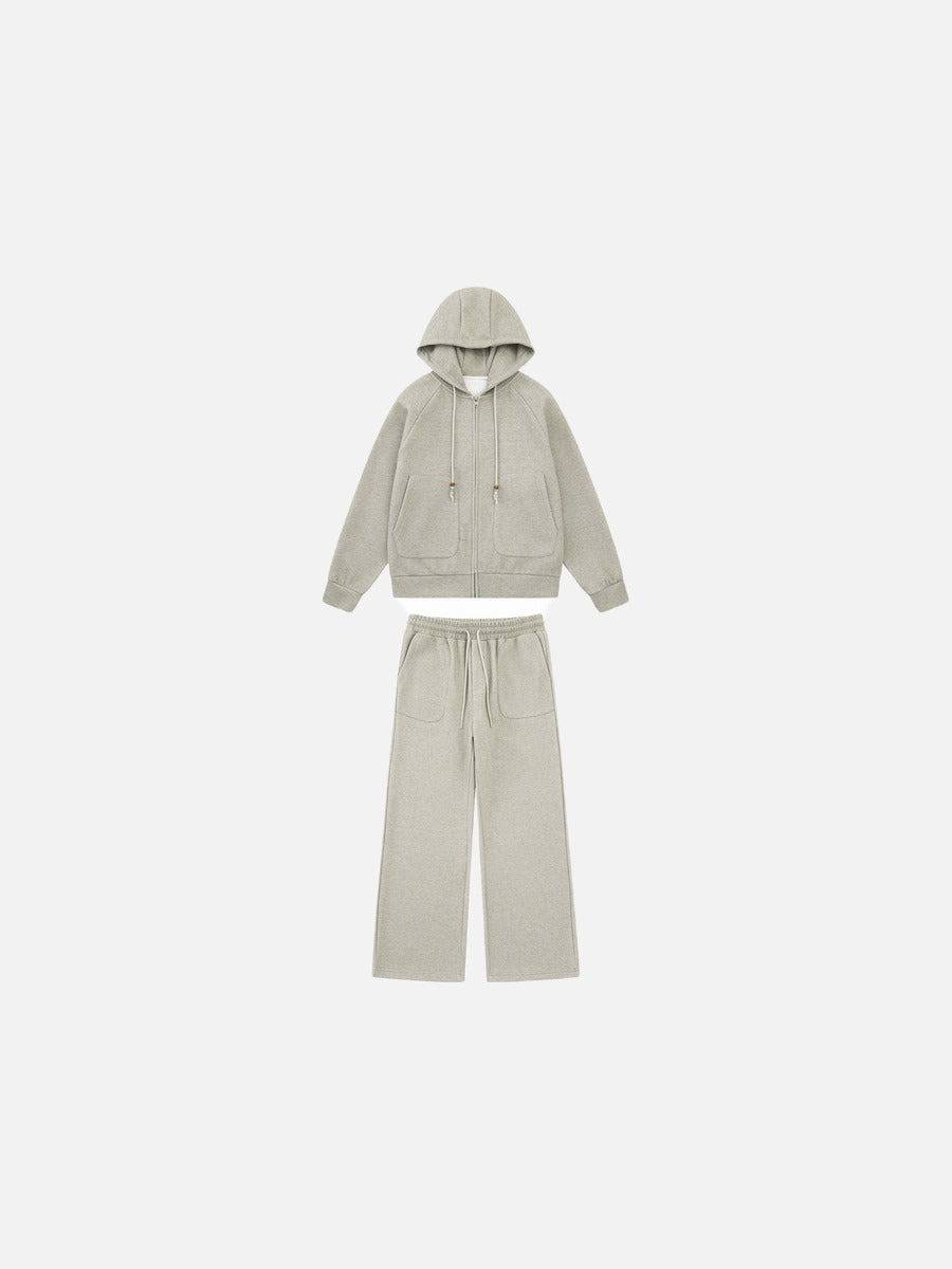 Marled Fleece Hooded Tracksuit Set