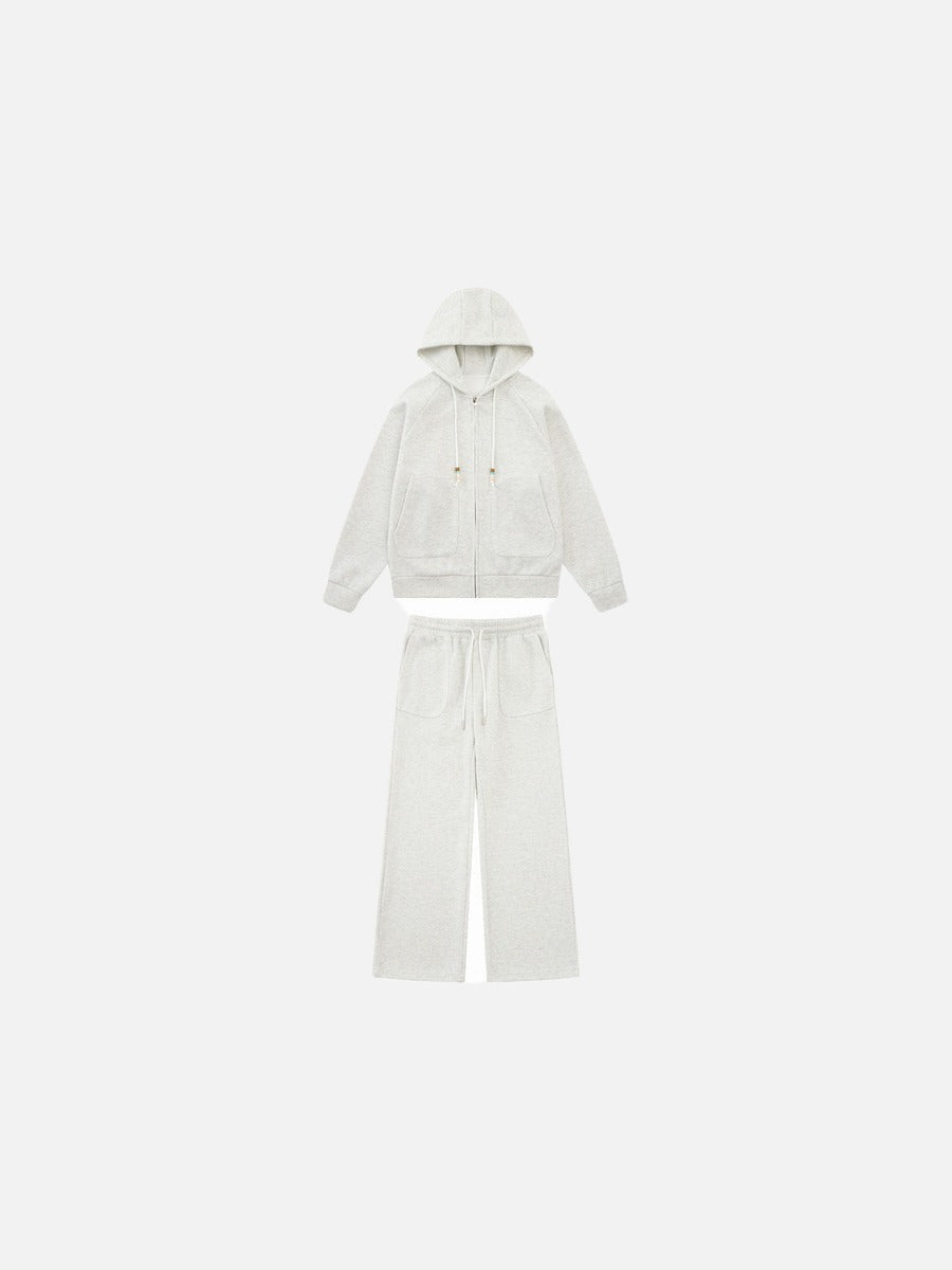 Marled Fleece Hooded Tracksuit Set