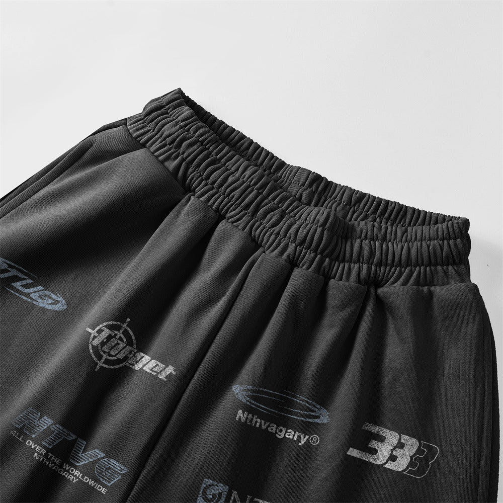 Metallic Print Wide-Leg Sweatpants