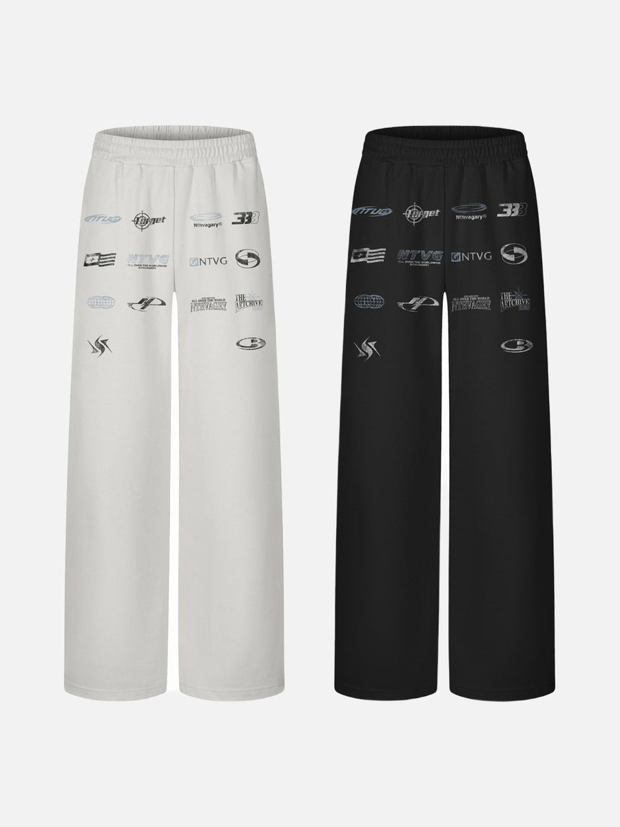 Metallic Print Wide-Leg Sweatpants