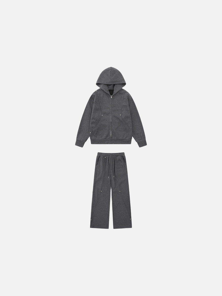 Metallic Stud-Detail Melange Tracksuit Set
