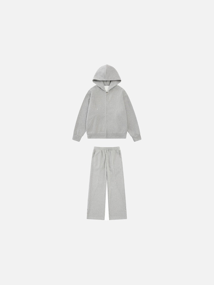 DAXUEN light gray melange metallic-stud tracksuit set