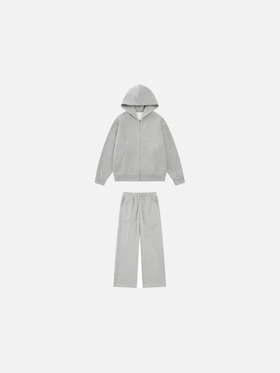 Metallic Stud-Detail Melange Tracksuit Set