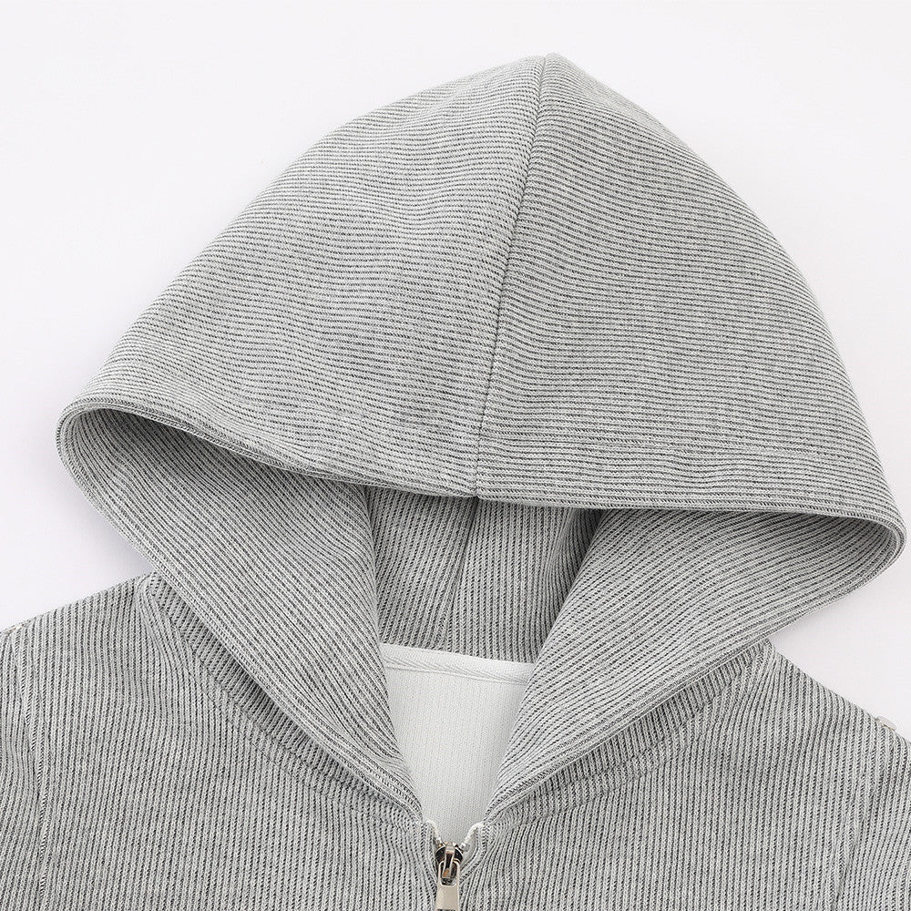 DAXUEN light gray melange metallic-stud tracksuit set
