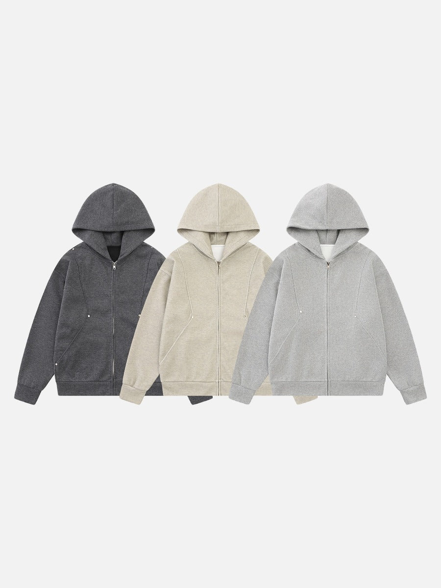 DAXUEN light gray melange metallic-stud tracksuit set