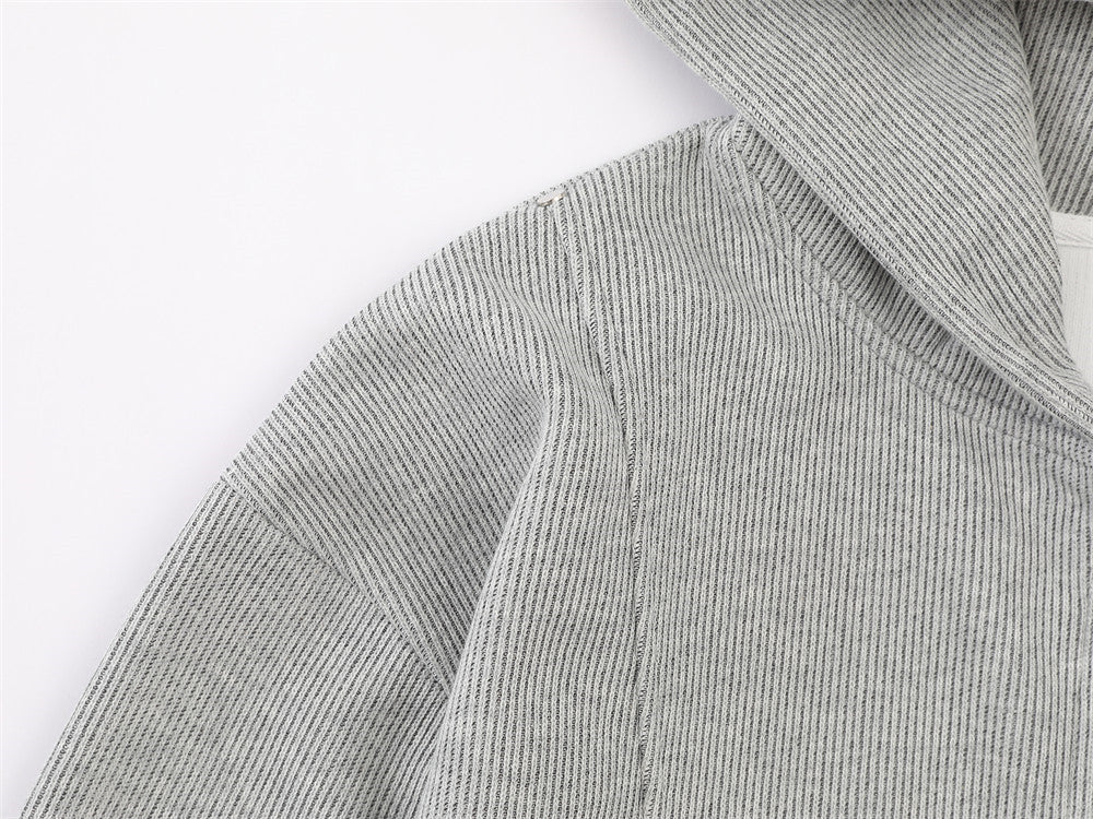 DAXUEN light gray melange metallic-stud tracksuit set