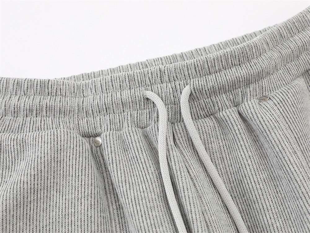 DAXUEN light gray melange metallic-stud tracksuit set