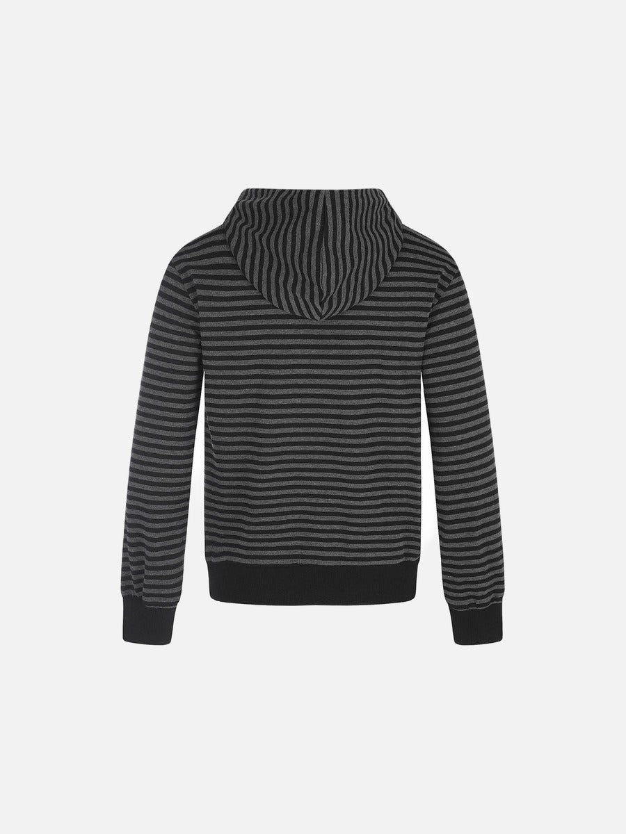 DAXUEN black and grey striped metallic-studded zip-up hoodie