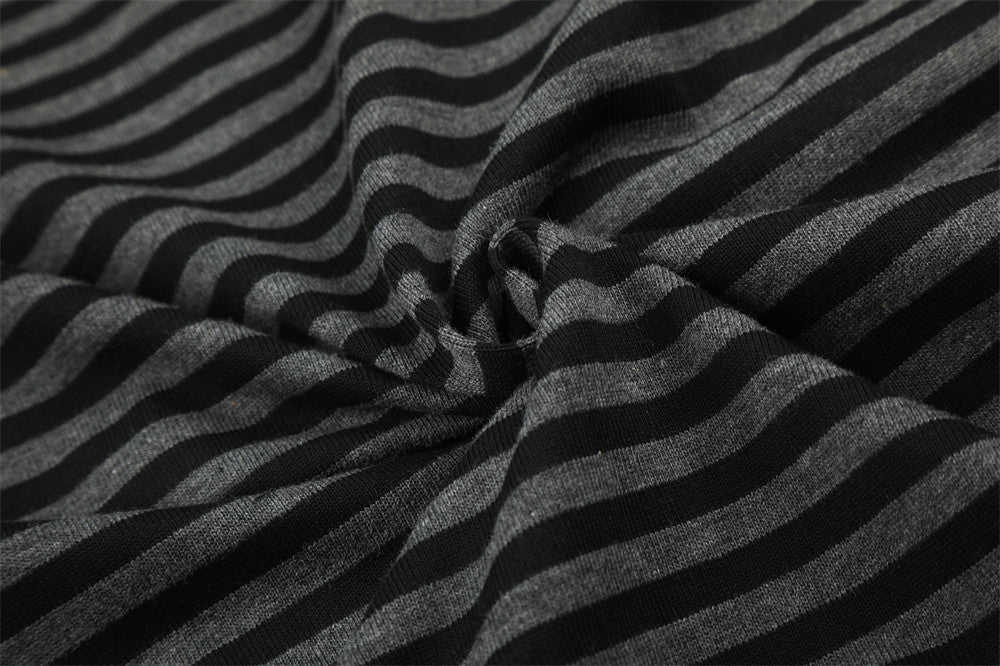 DAXUEN black and grey striped metallic-studded zip-up hoodie