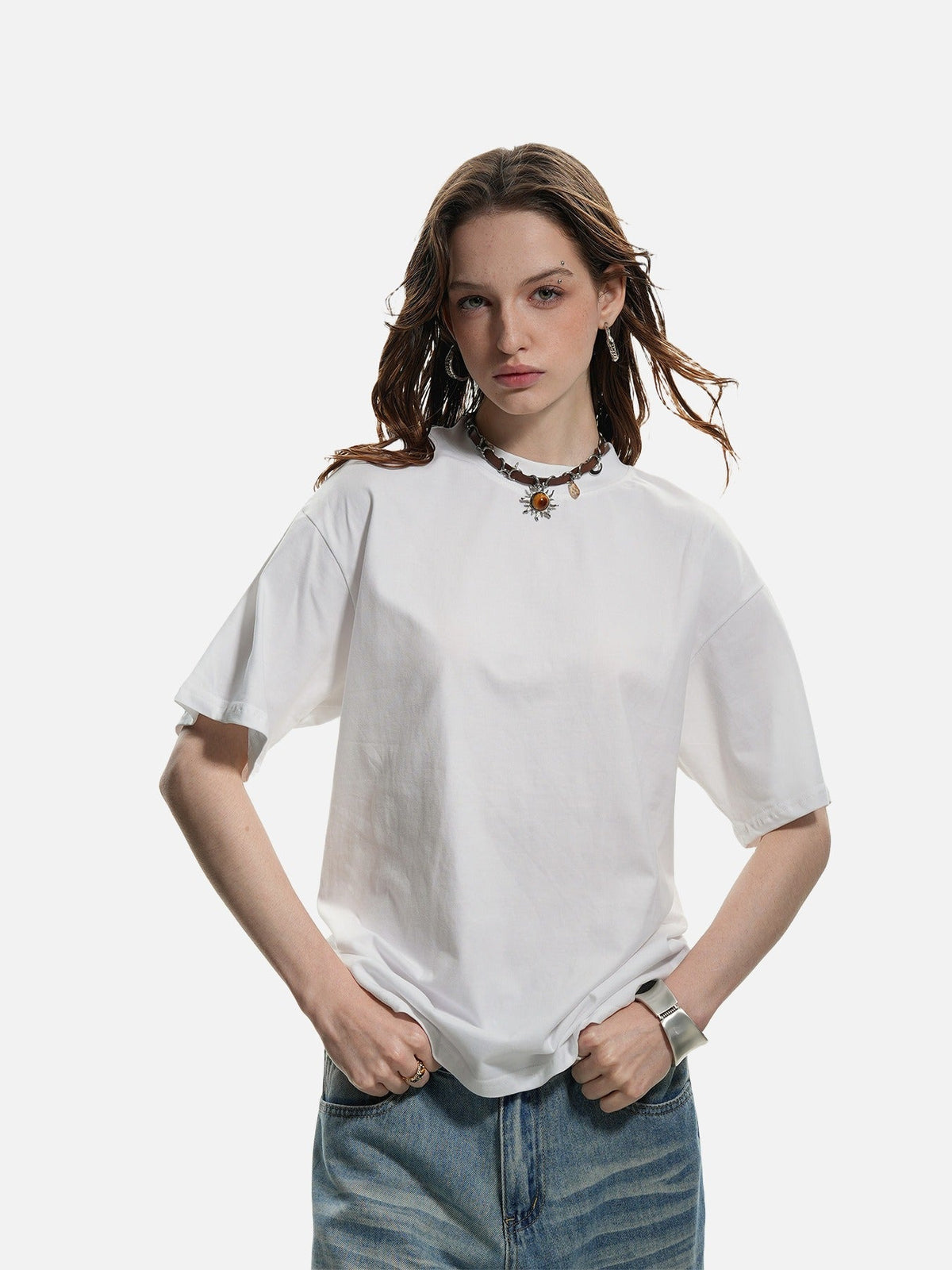 Mock Neck Oversized Cotton Tee