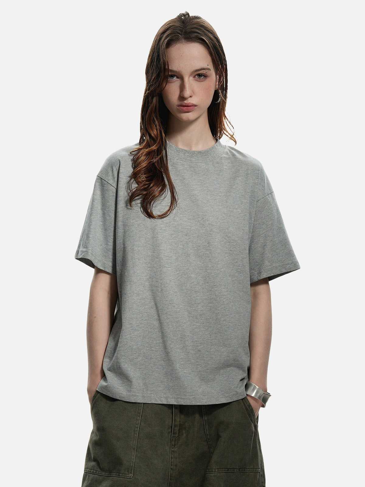 Mock Neck Oversized Cotton Tee