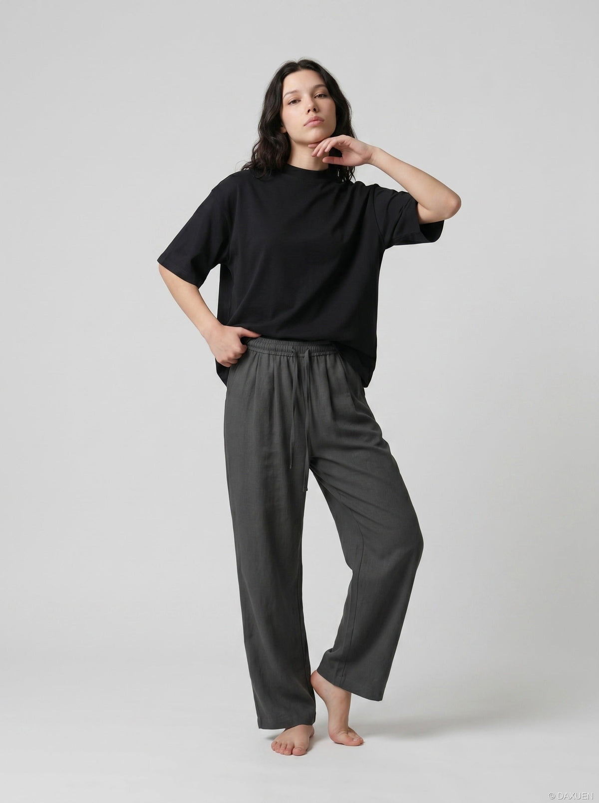 Mock Neck Oversized Cotton Tee