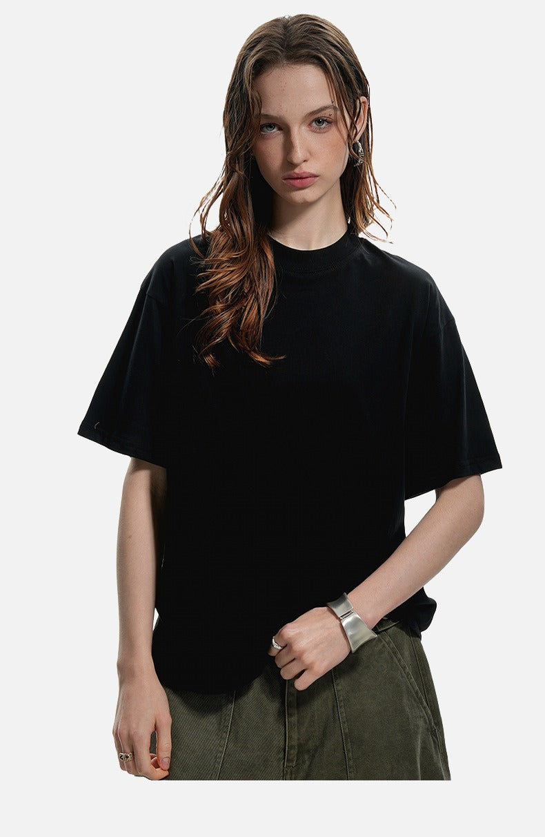 Mock Neck Oversized Cotton Tee