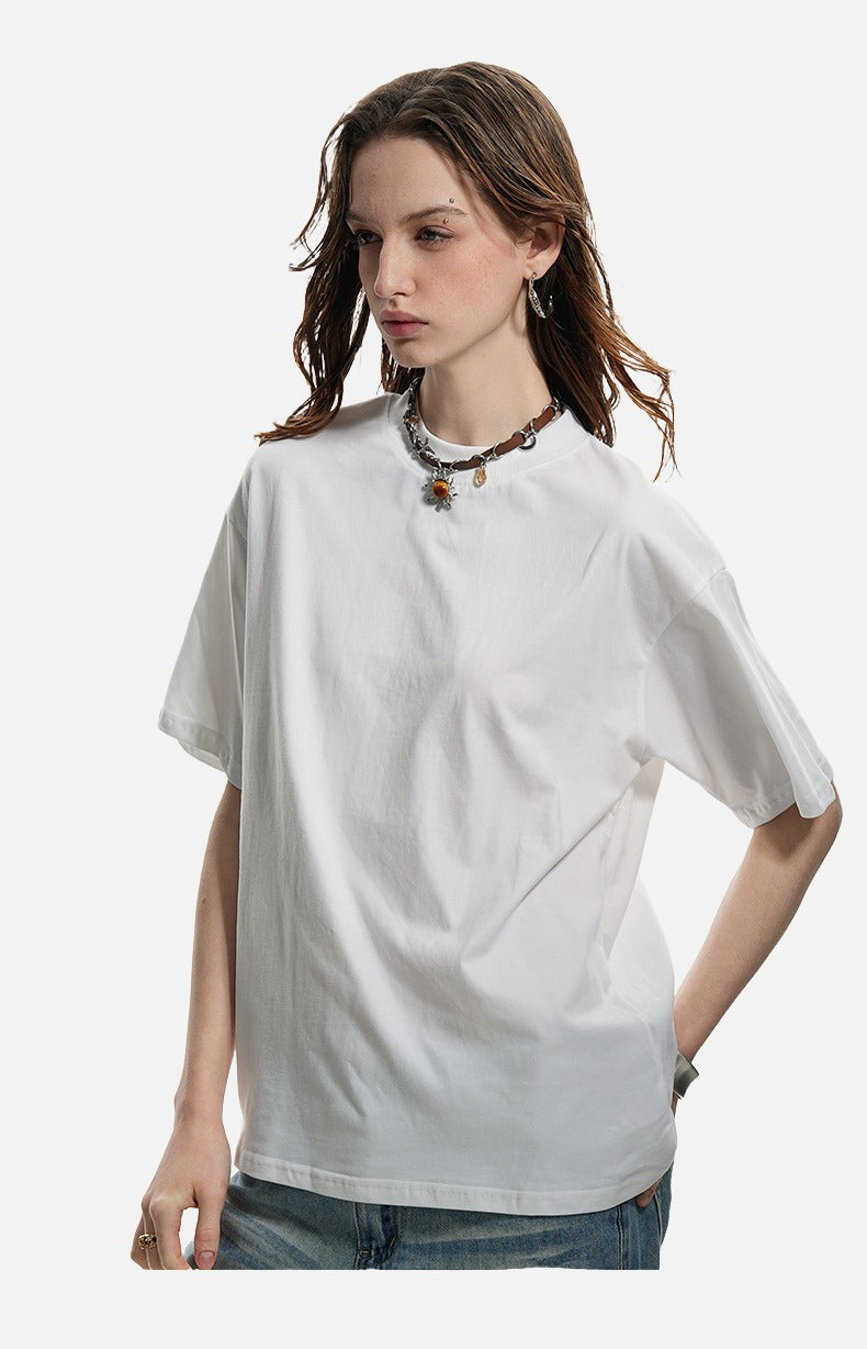 Mock Neck Oversized Cotton Tee