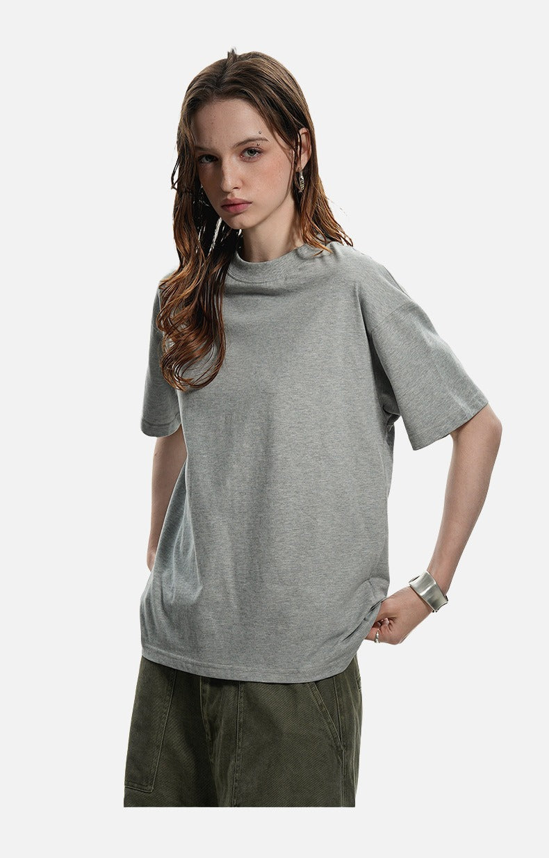 Mock Neck Oversized Cotton Tee