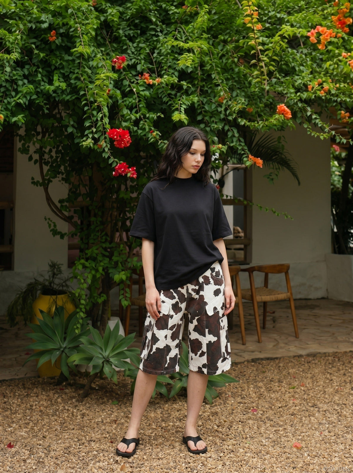 Mock Neck Oversized Cotton Tee