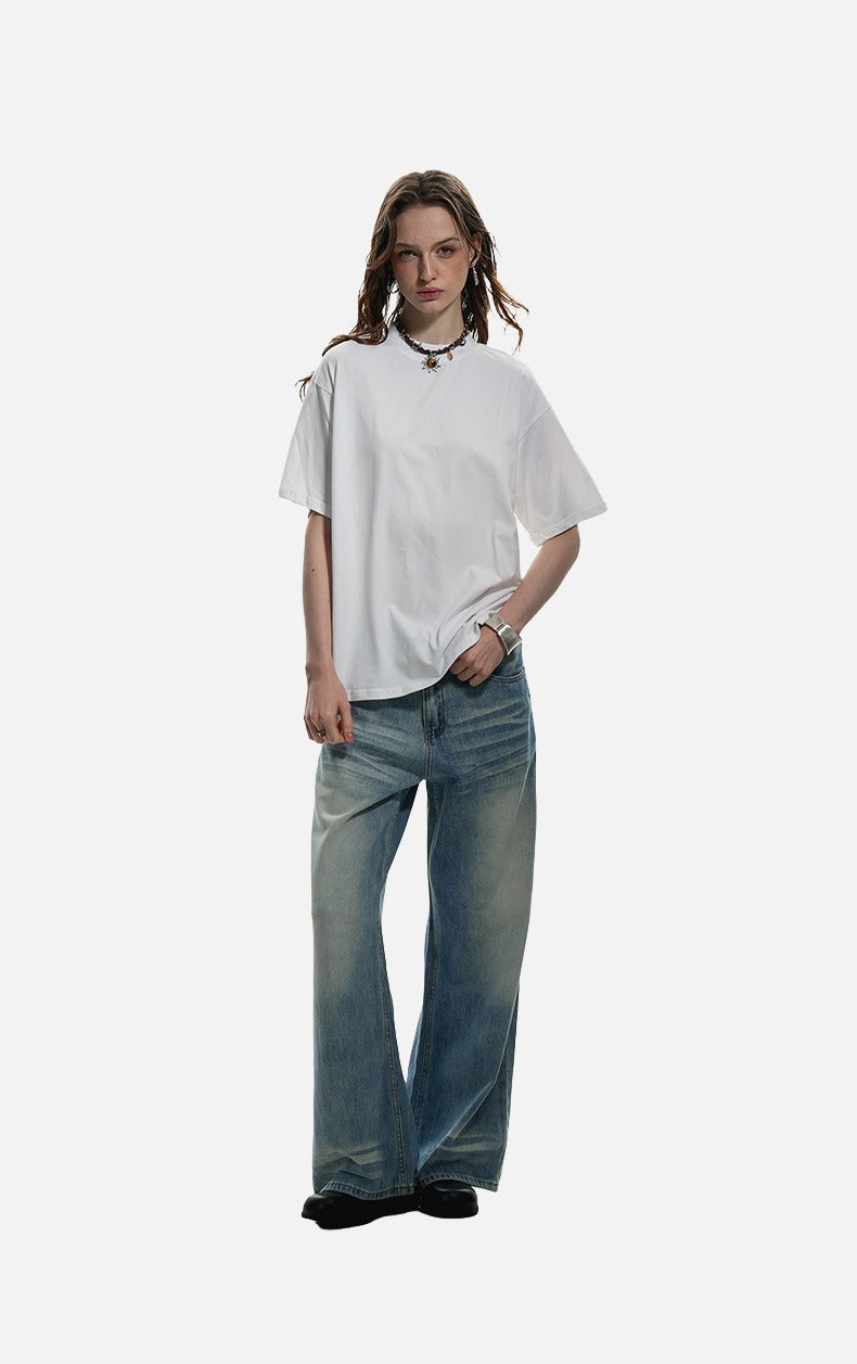 Mock Neck Oversized Cotton Tee