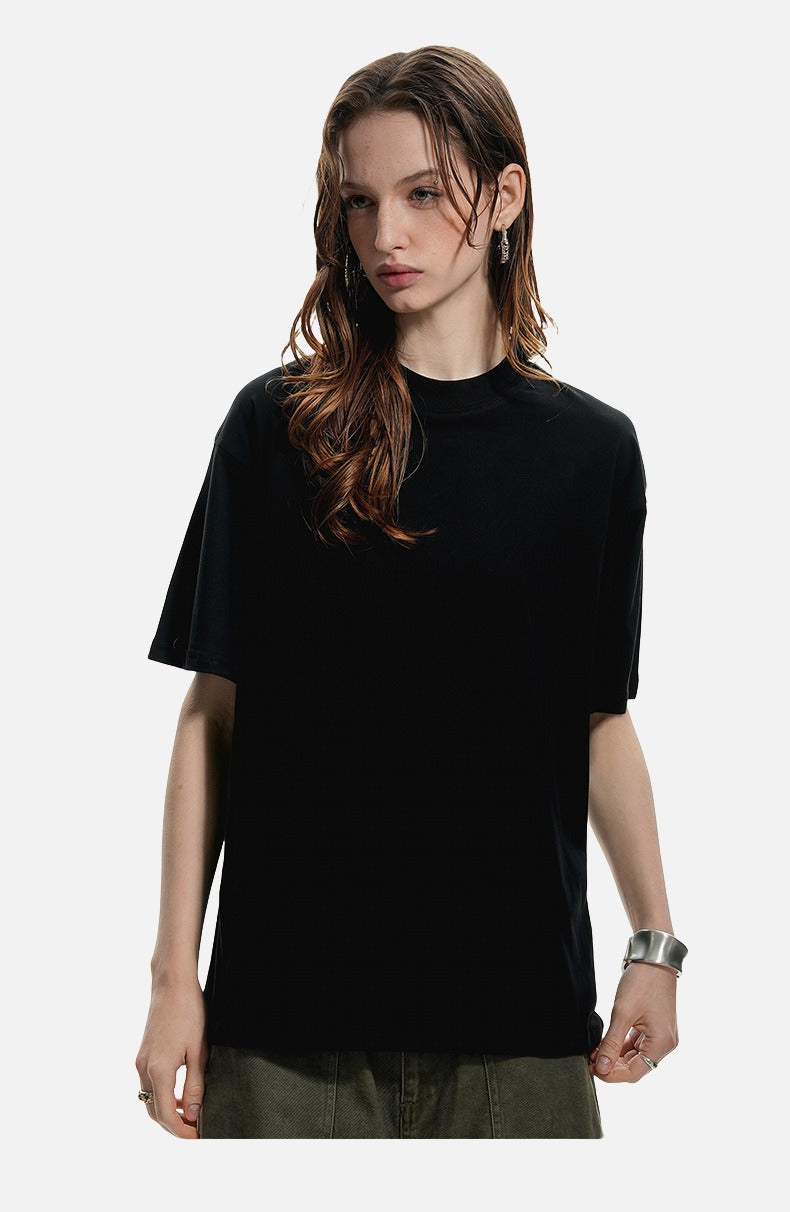 Mock Neck Oversized Cotton Tee