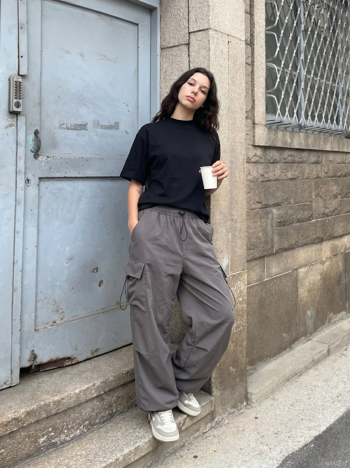 Mock Neck Oversized Cotton Tee