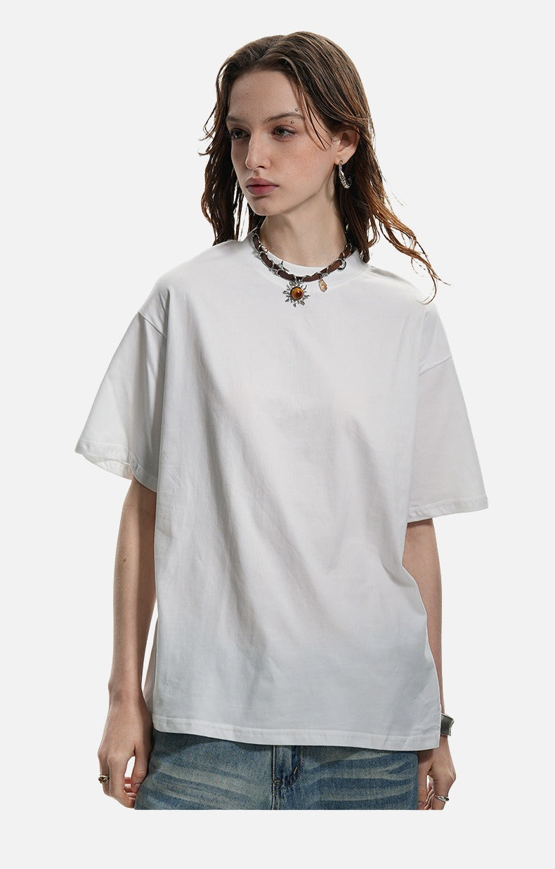 Mock Neck Oversized Cotton Tee