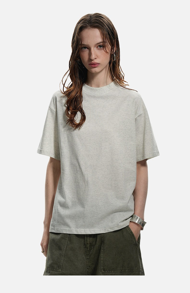 Mock Neck Oversized Cotton Tee