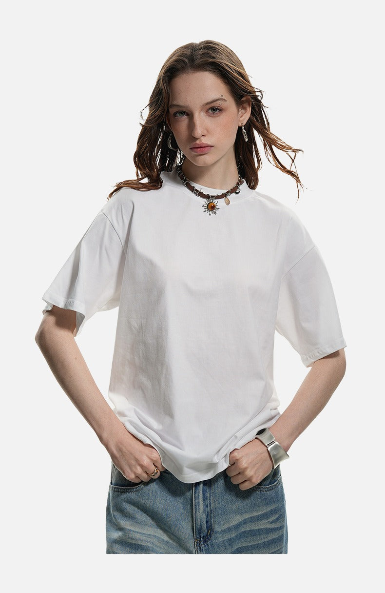 Mock Neck Oversized Cotton Tee