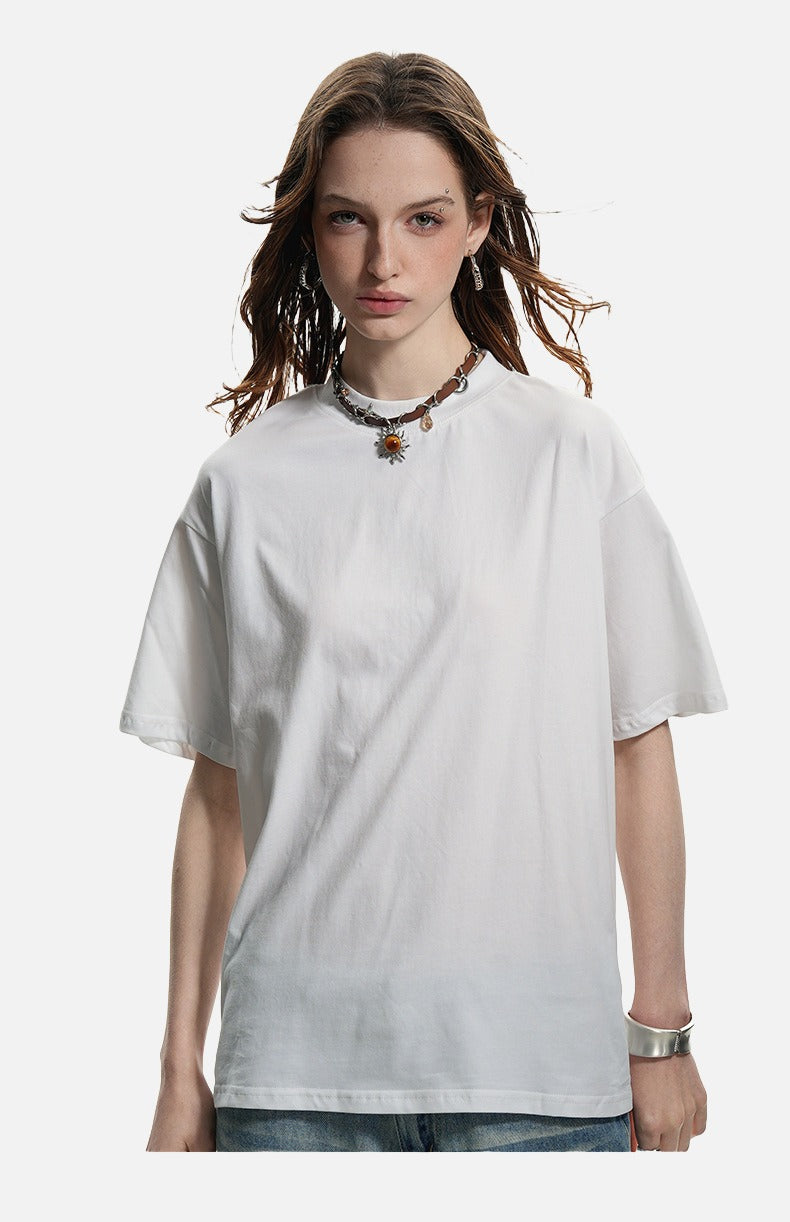 Mock Neck Oversized Cotton Tee