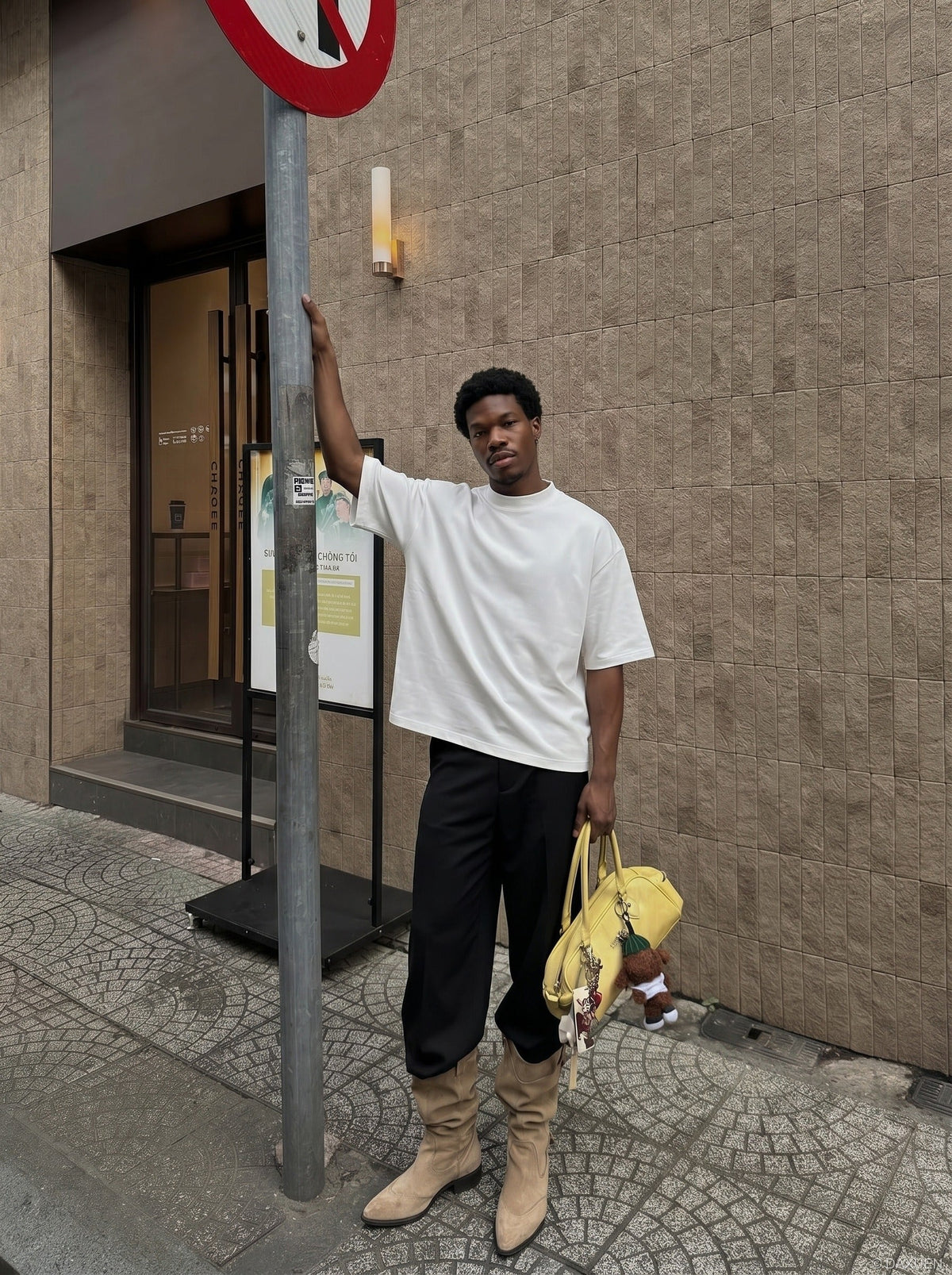 Mock Neck Oversized Cotton Tee