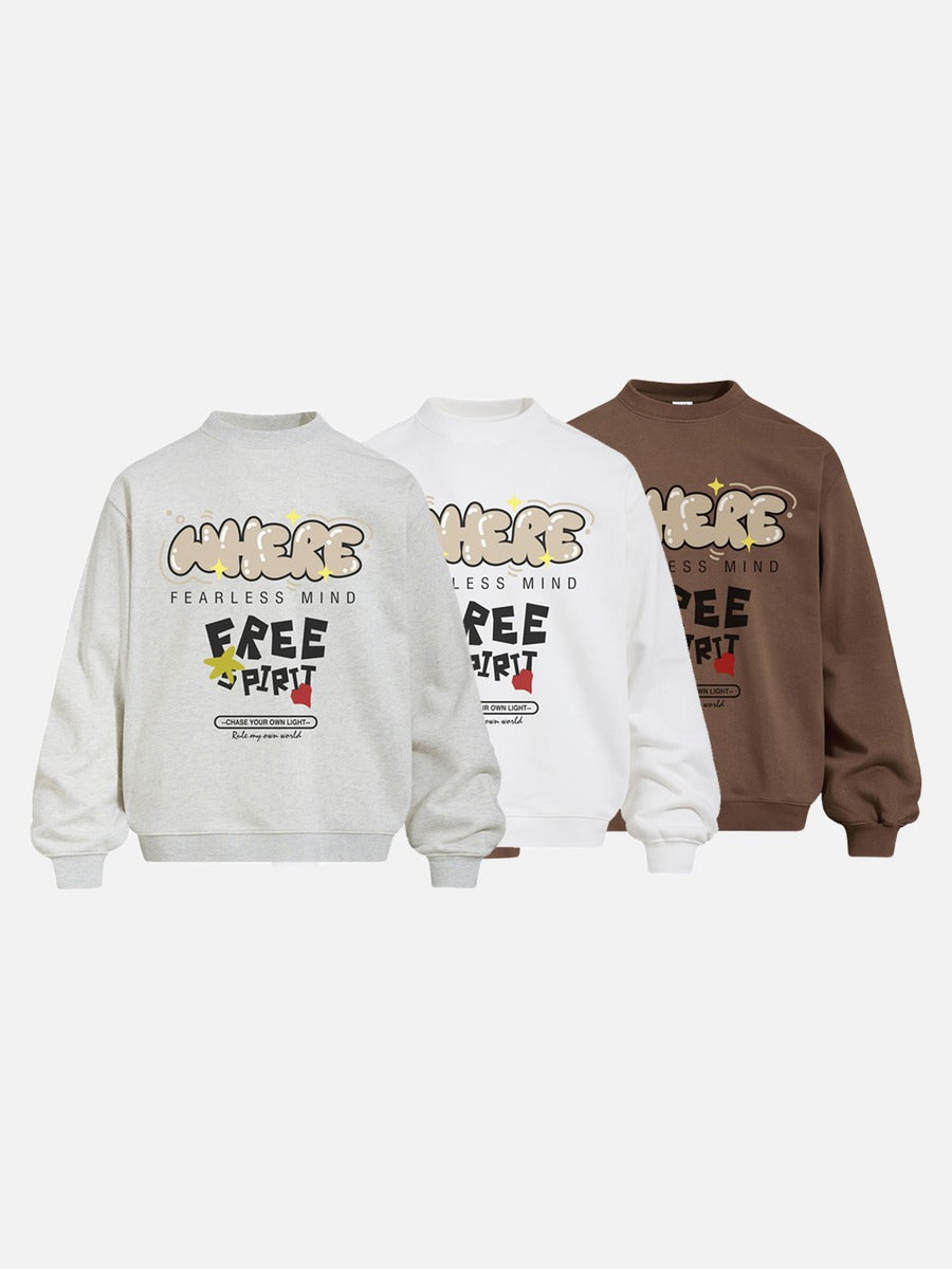 Multi-Layered Graphic Mock Neck Sweatshirt