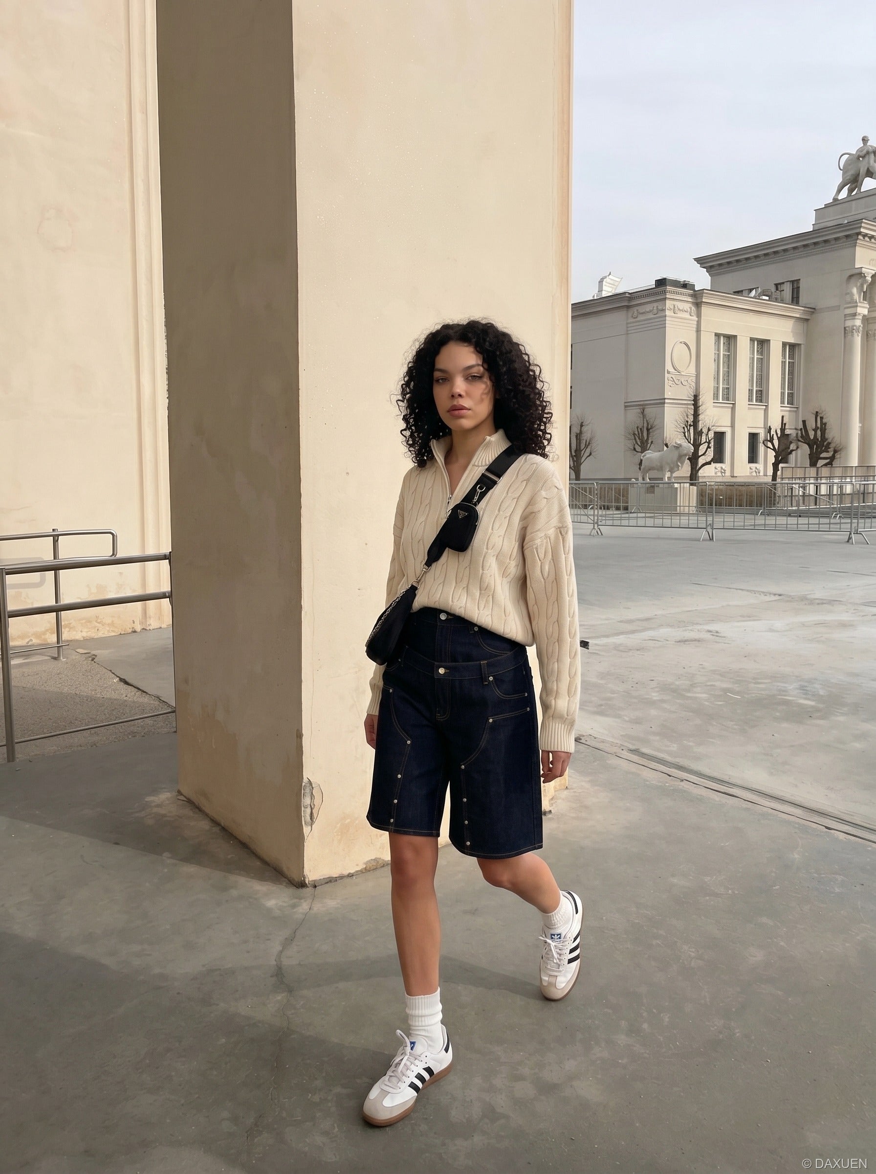 Layered Indigo Baggy Denim Shorts