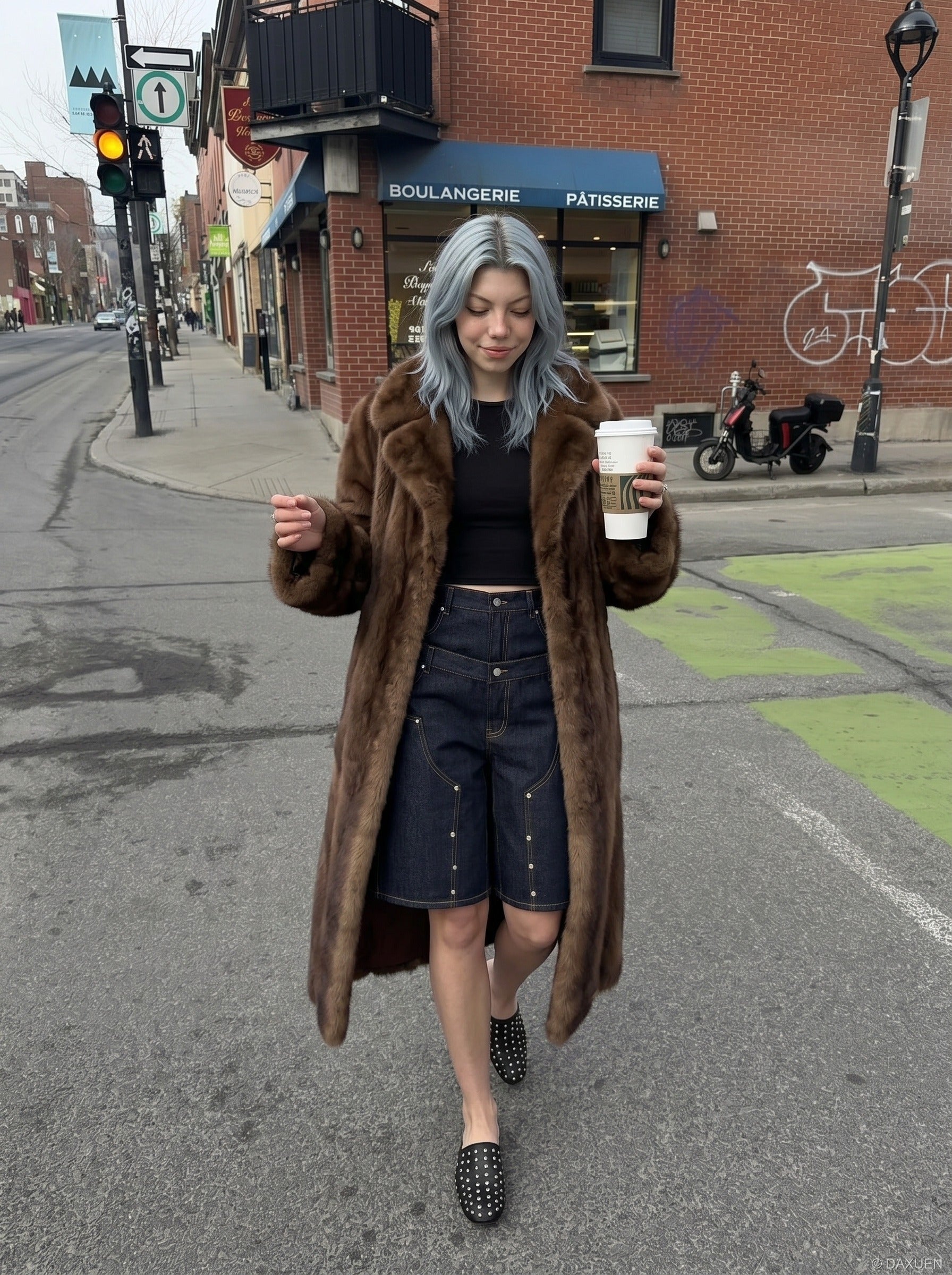 Layered Indigo Baggy Denim Shorts