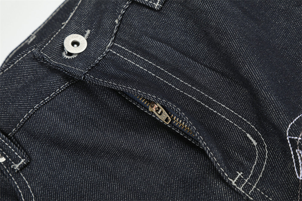 Musical Notes Embroidered Wide-Leg Jeans