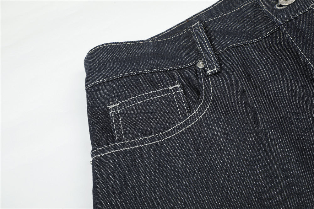Musical Notes Embroidered Wide-Leg Jeans