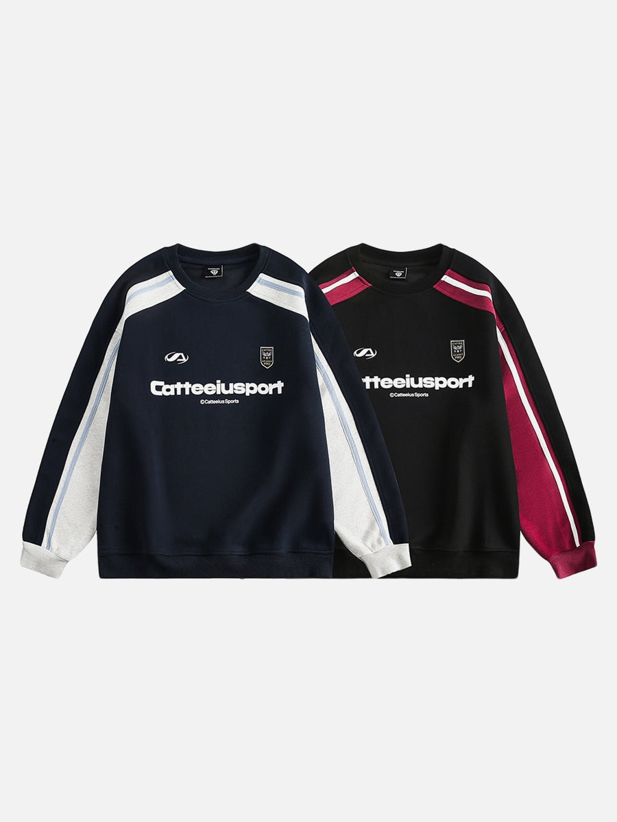 DAXUEN navy blue and burgundy colour-blocked sweatshirt
