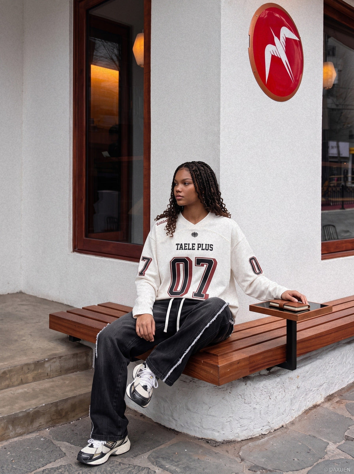 Navy Blue Two-Tone '07' Jersey Top