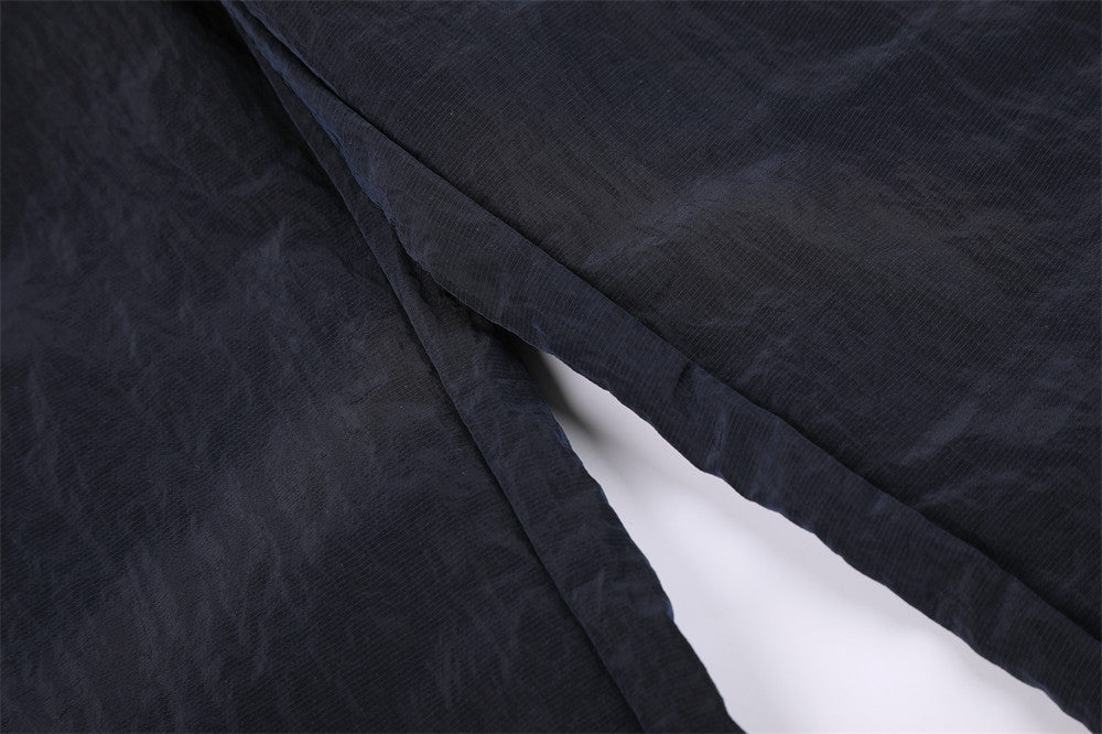 Navy Zigzag Stripe Baggy Pants