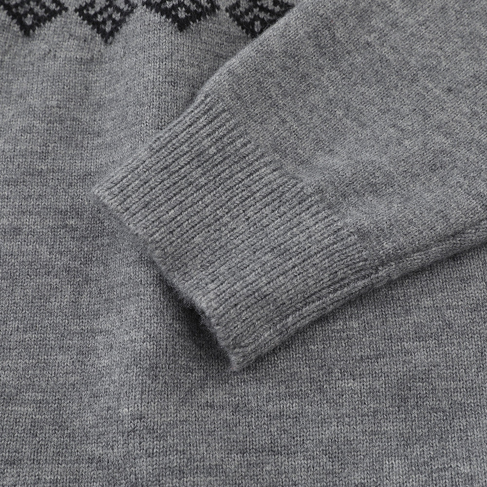 DAXUEN creamy white Nordic pattern pullover knit sweater