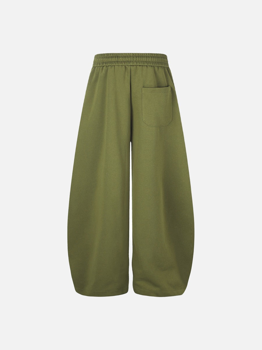 Olive Green Balloon Track Pants with Bold Graphics