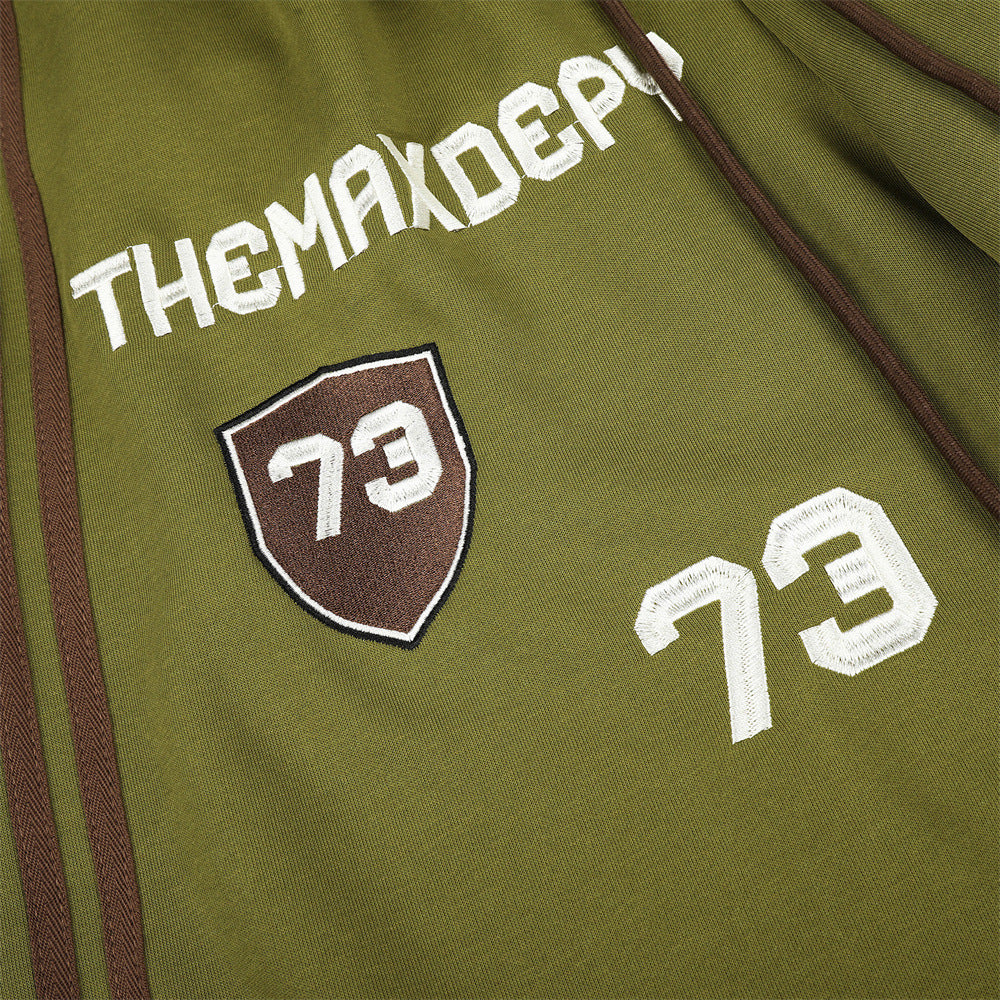 Olive Green Balloon Track Pants with Bold Graphics