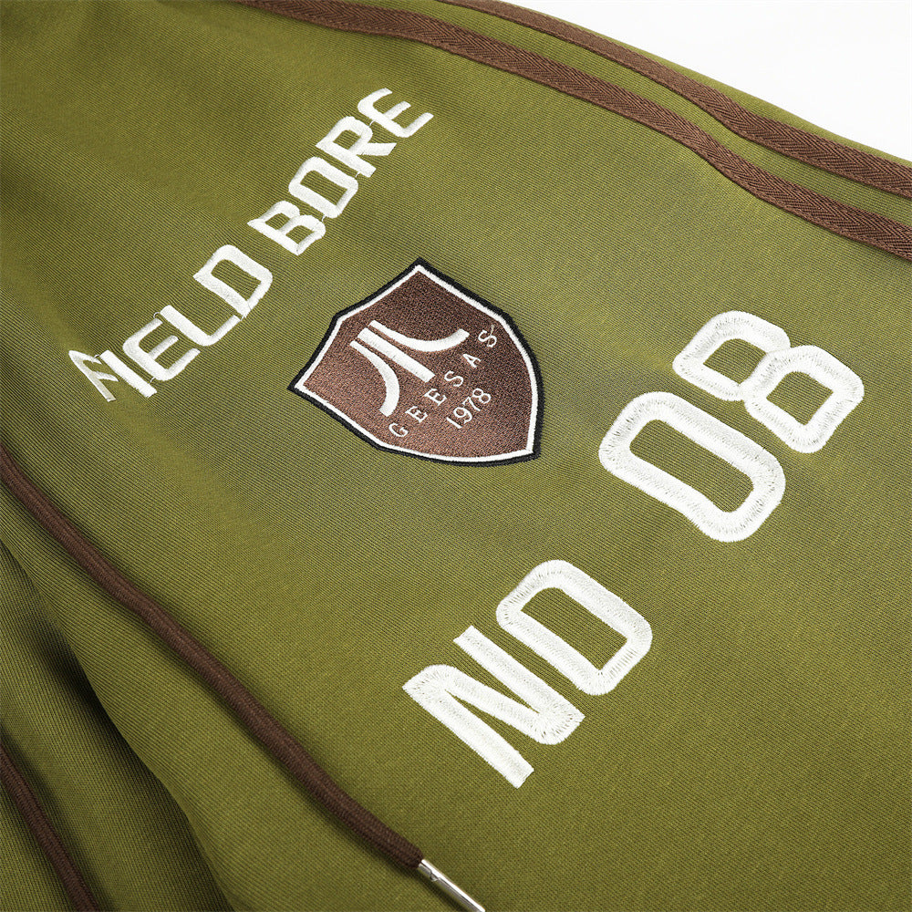 Olive Green Balloon Track Pants with Bold Graphics