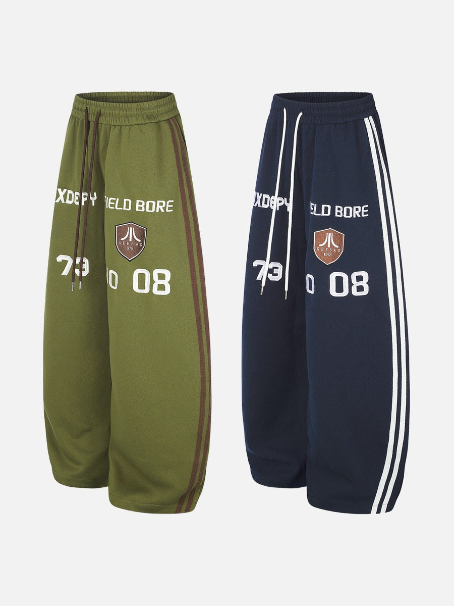 Olive Green Balloon Track Pants with Bold Graphics