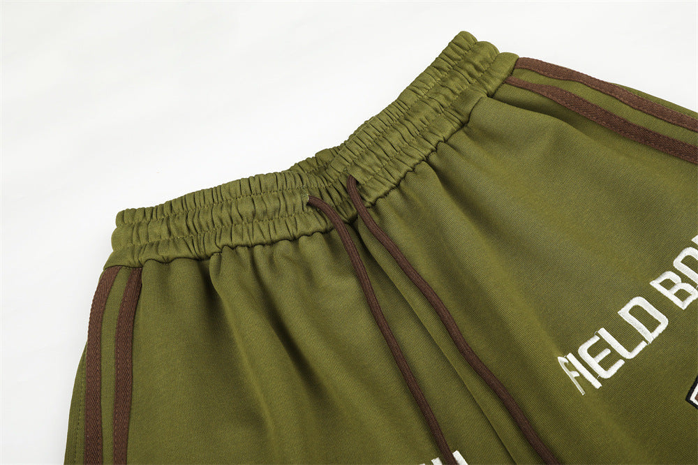 Olive Green Balloon Track Pants with Bold Graphics
