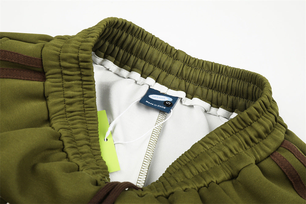 Olive Green Balloon Track Pants with Bold Graphics
