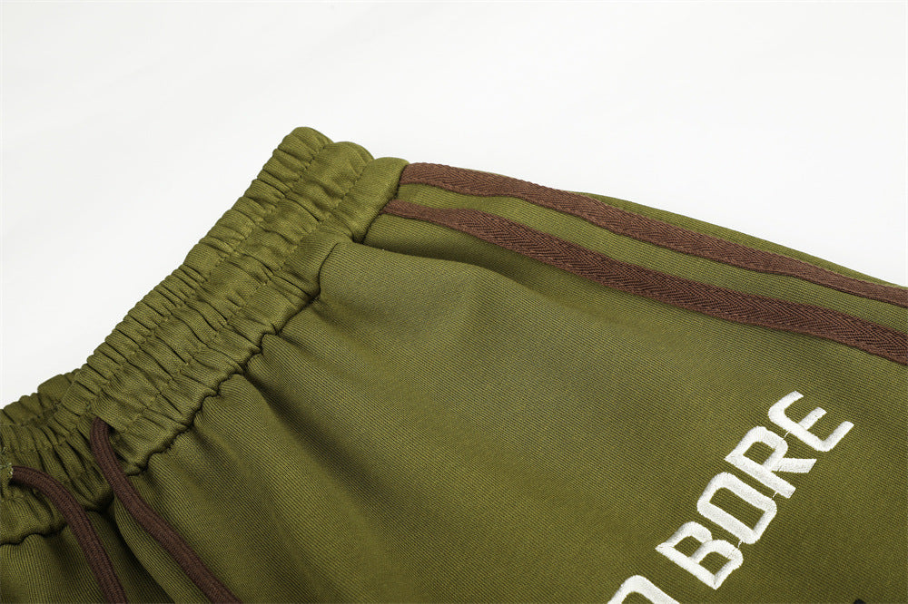 Olive Green Balloon Track Pants with Bold Graphics