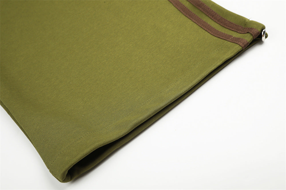 Olive Green Balloon Track Pants with Bold Graphics