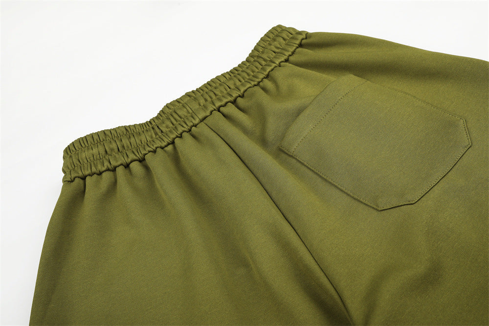 Olive Green Balloon Track Pants with Bold Graphics