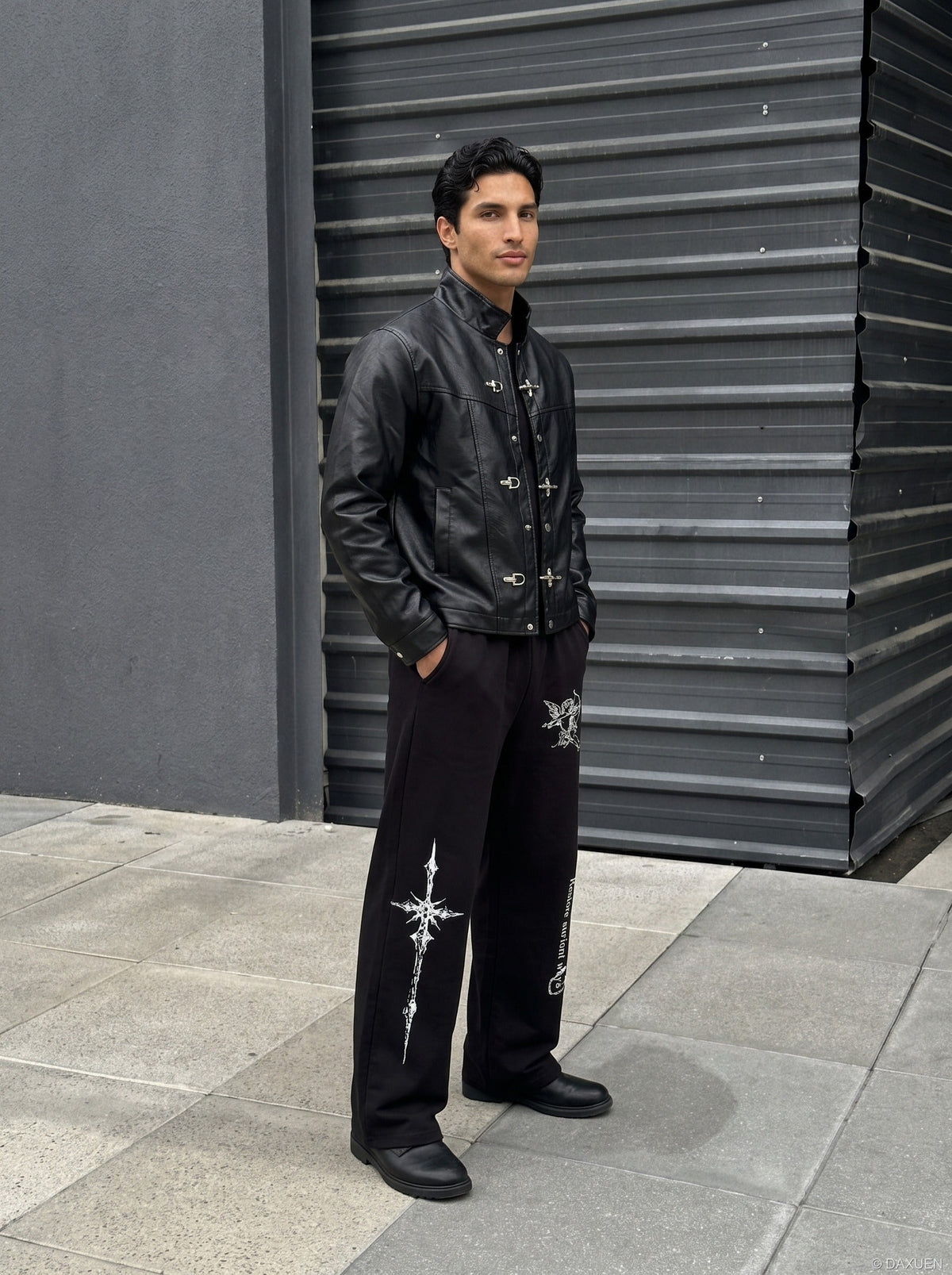 Ornate Cross and Winged Graphic Sweatpants