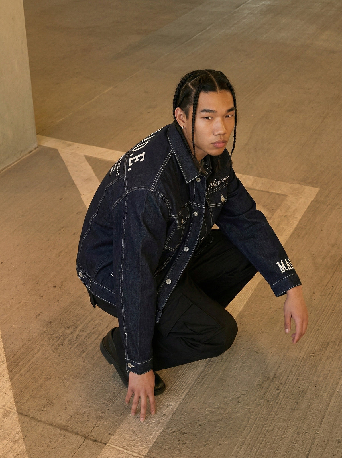 Oversized Denim Jacket with Bold Embroidery