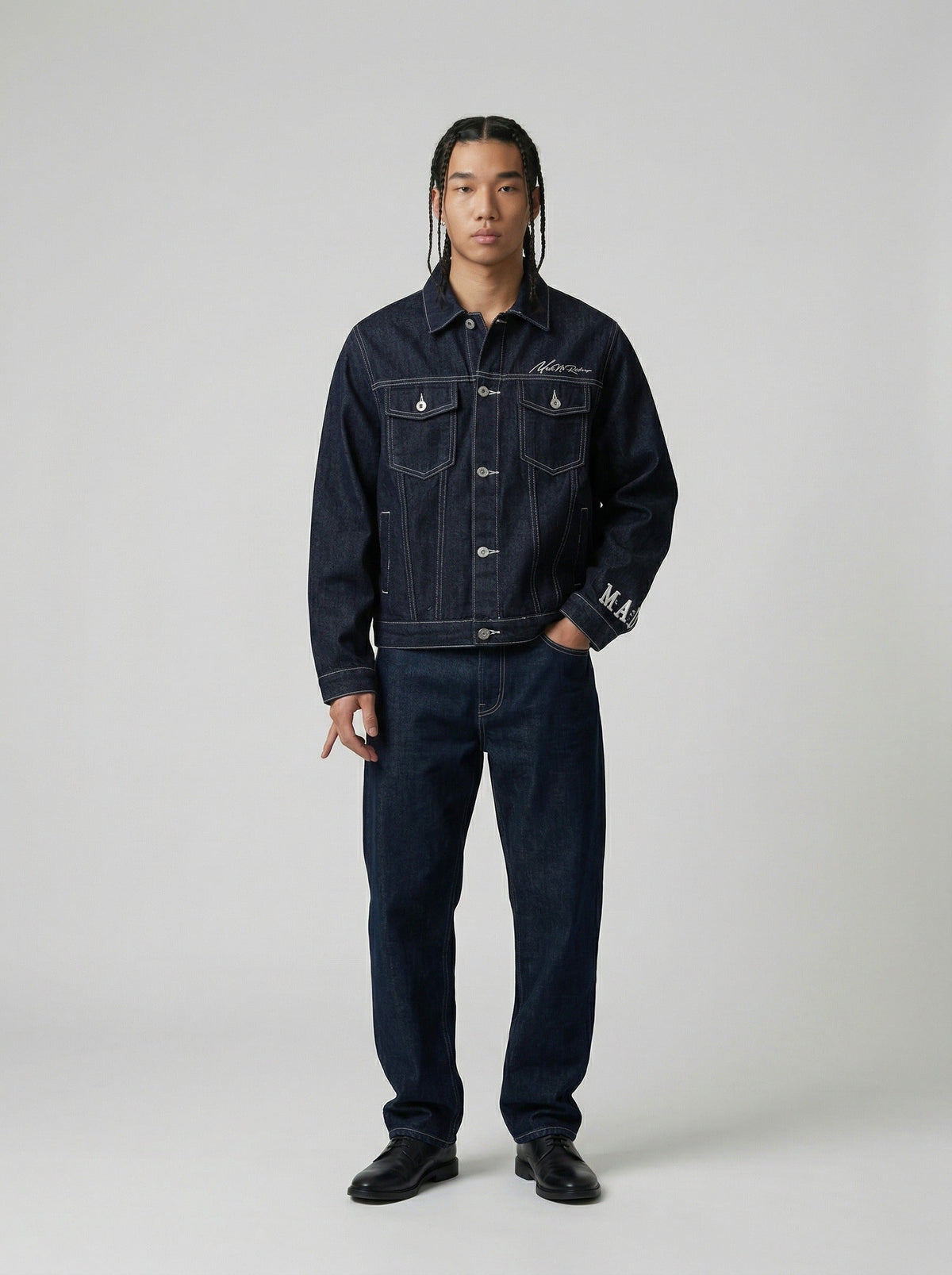 Oversized Denim Jacket with Bold Embroidery